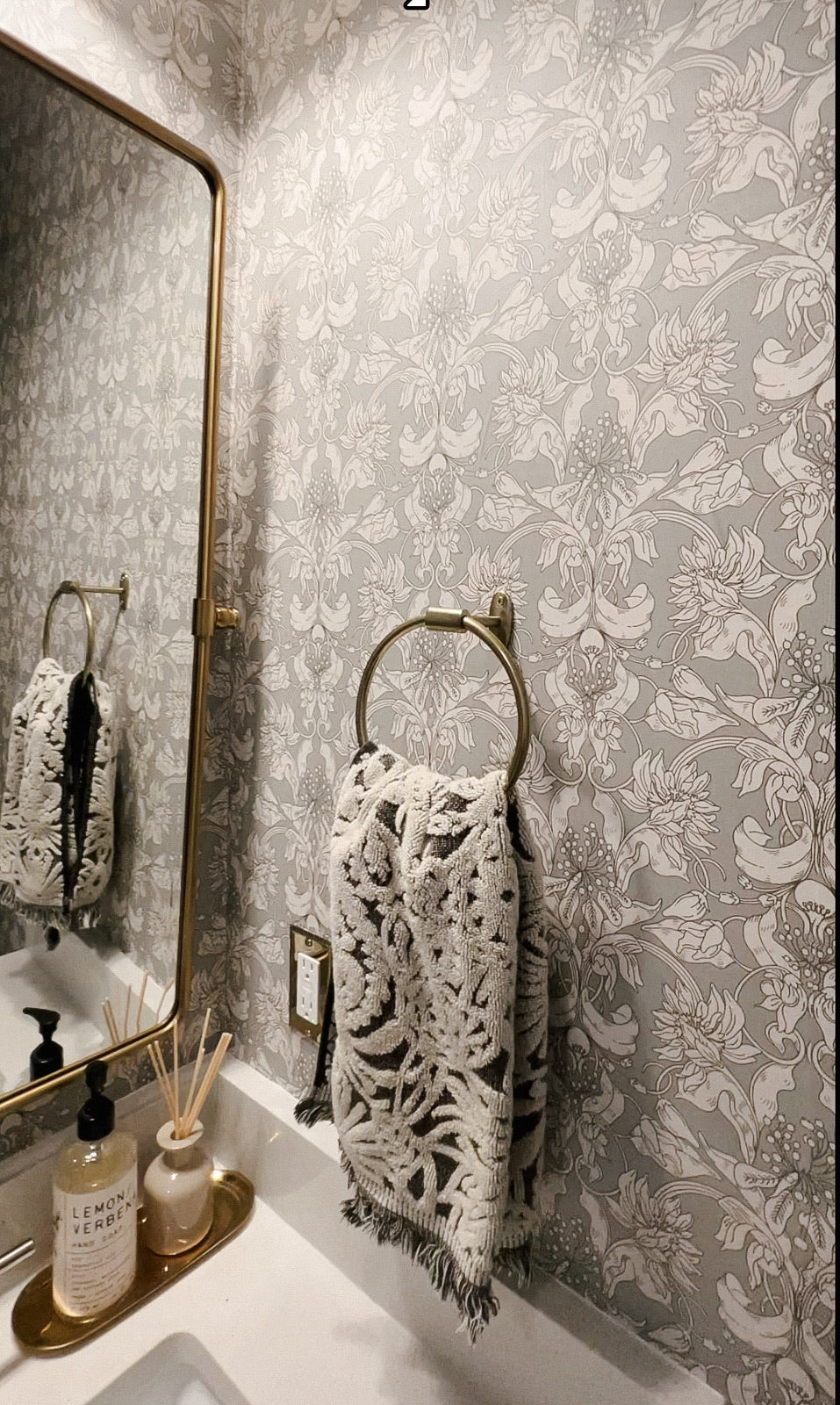 Vera Floral Wallpaper Sage Green and Cream Botanical Wall Art