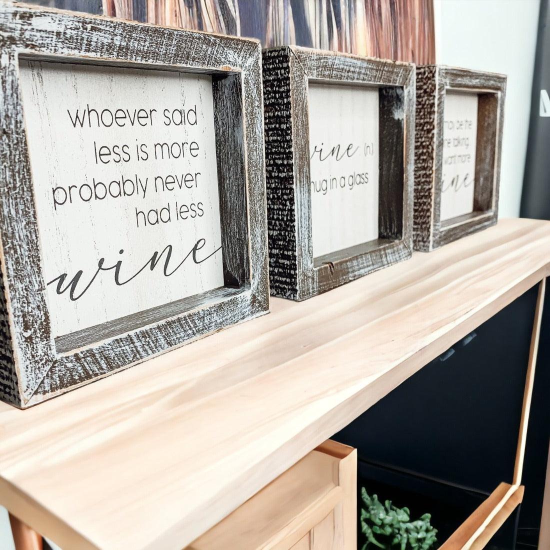 Wine A Hug in a Glass Rustic Wooden Wall Decor Sign - Image 3