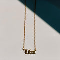 Libra Zodiac Nameplate Necklace