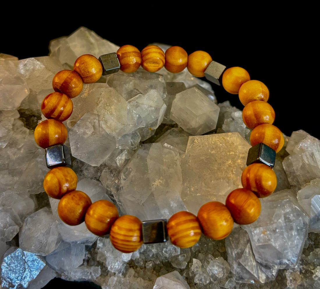 Coconut Palm Wood Bracelet – XL Fit | Handmade in Puerto Vallarta | Natural Wood Bead Bracelet