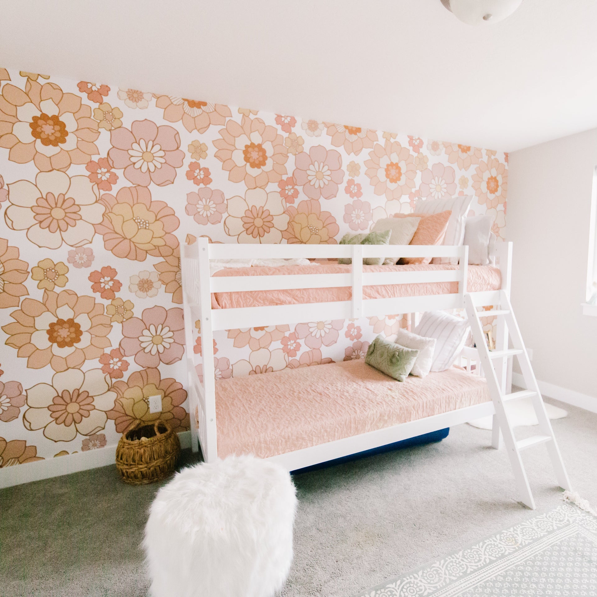Willow Floral Wallpaper in Peach Cream and Terracotta Boho