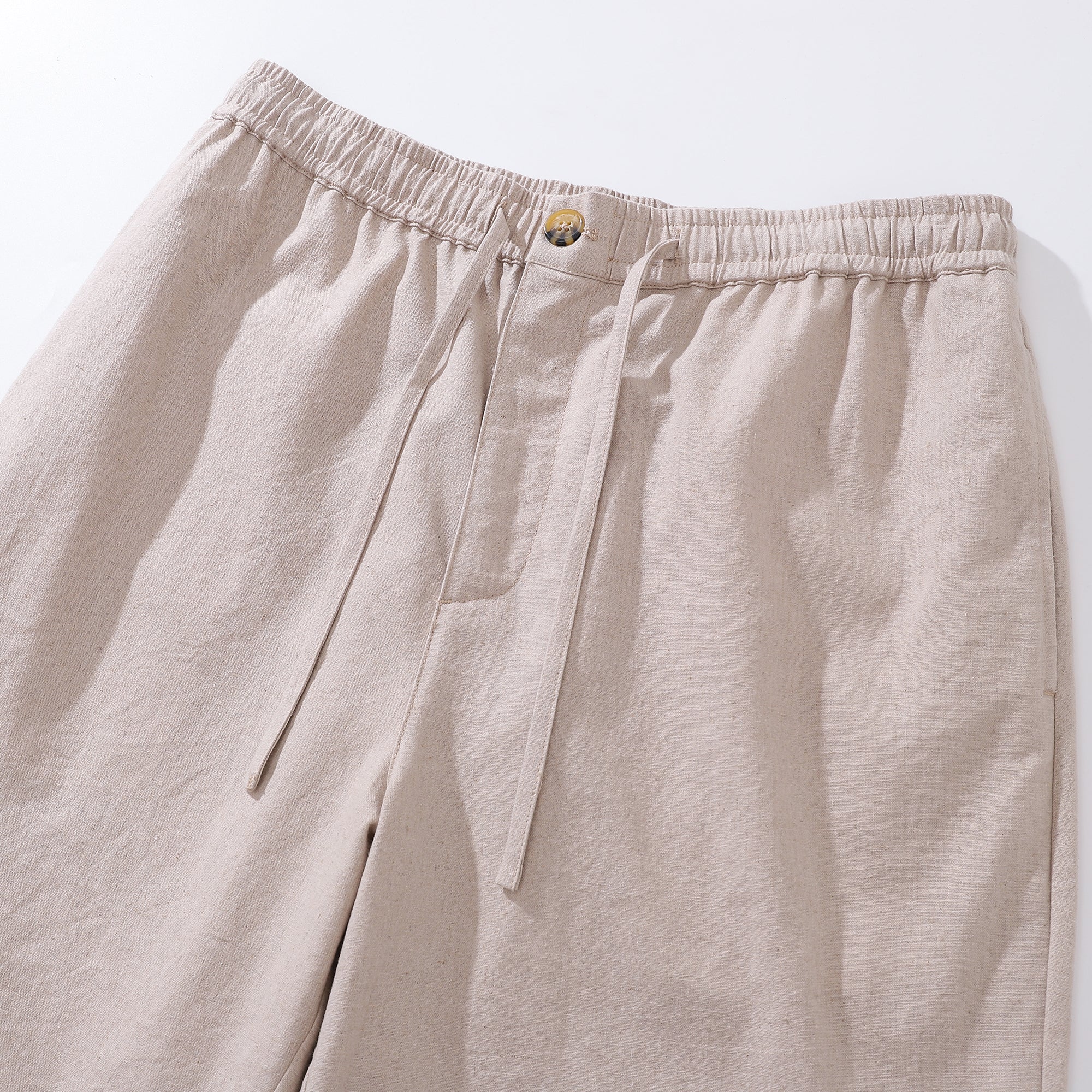 Mid-Rise Straight Bermuda Shorts 8-10 Inch Cotton Linen Blend