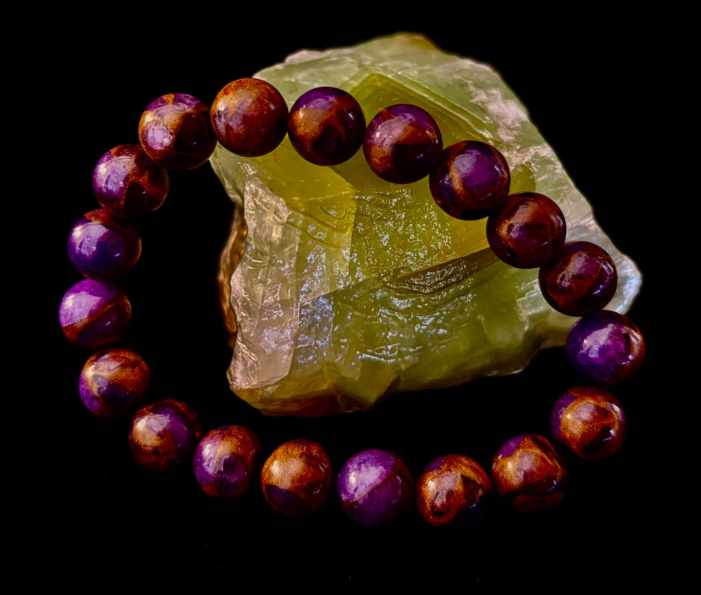 Purple Variscite Impression Bracelet – 10mm Beaded Bracelet | Medium Fit | Spiritual Energy & Statement Jewelry