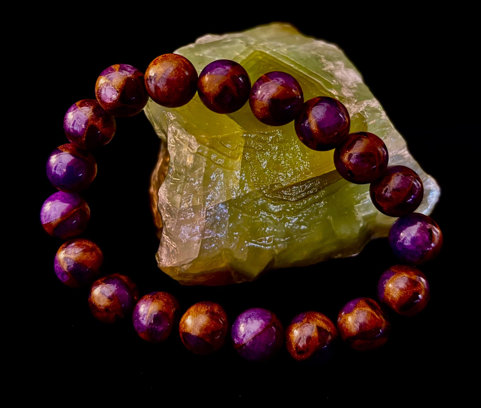 Purple Variscite Impression Bracelet – 10mm Beaded Bracelet | Medium Fit | Spiritual Energy & Statement Jewelry