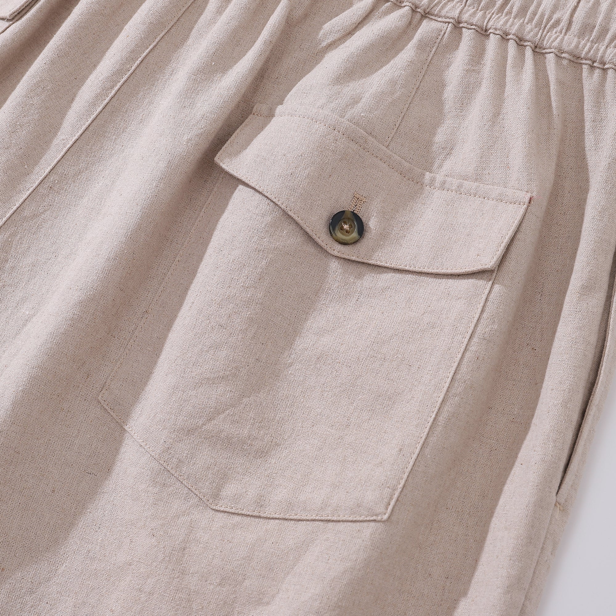 Mid-Rise Straight Bermuda Shorts 8-10 Inch Cotton Linen Blend