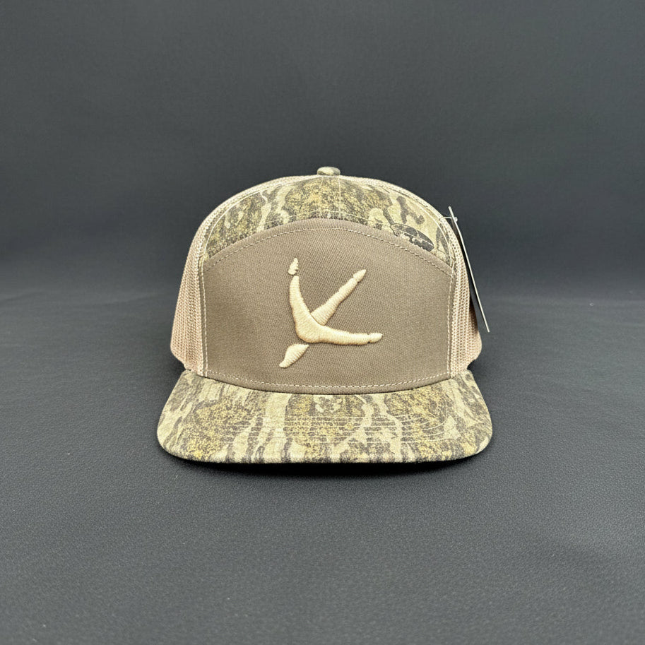 Mossy Oak New Bottomland Sage Turkey Tracks 7 Panel Snapback Cap - Image 3