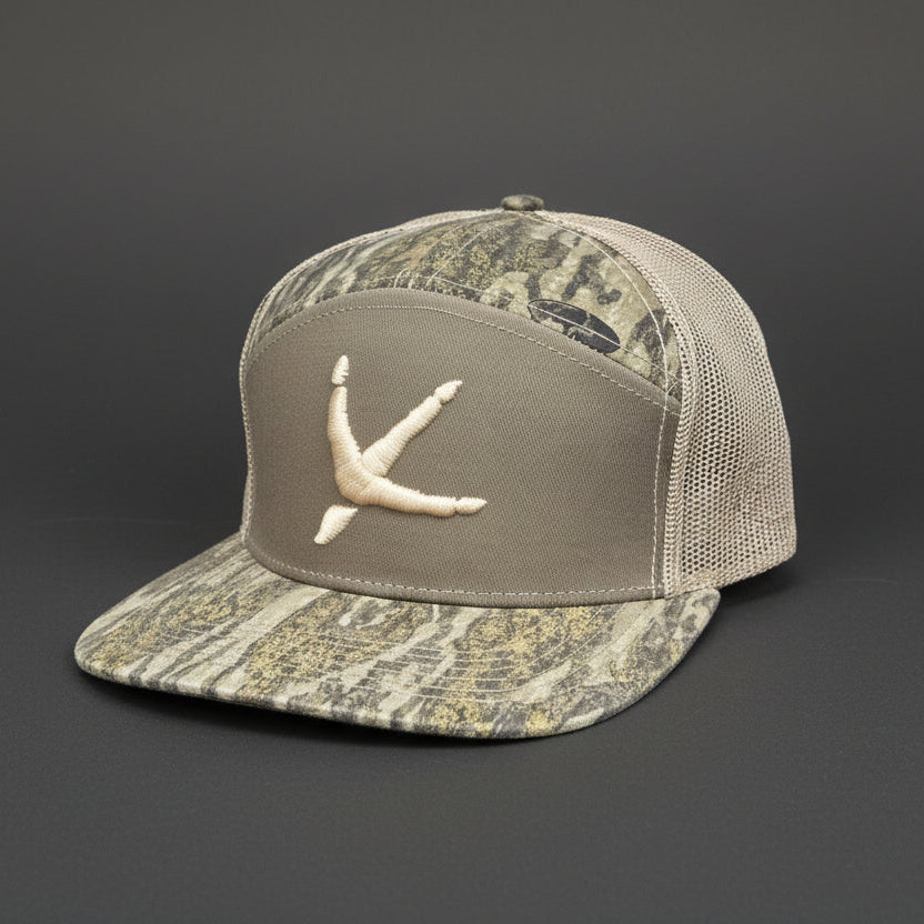 Mossy Oak New Bottomland Sage Turkey Tracks 7 Panel Snapback Cap - Image 2