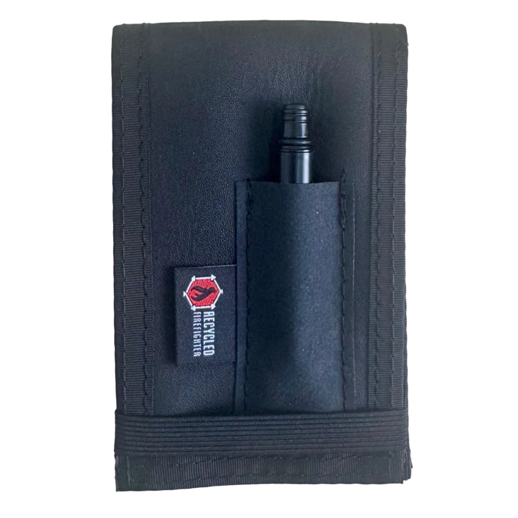 Tactical leather notebook cover in black, tan, and multi, suitable for all-weather professional use.