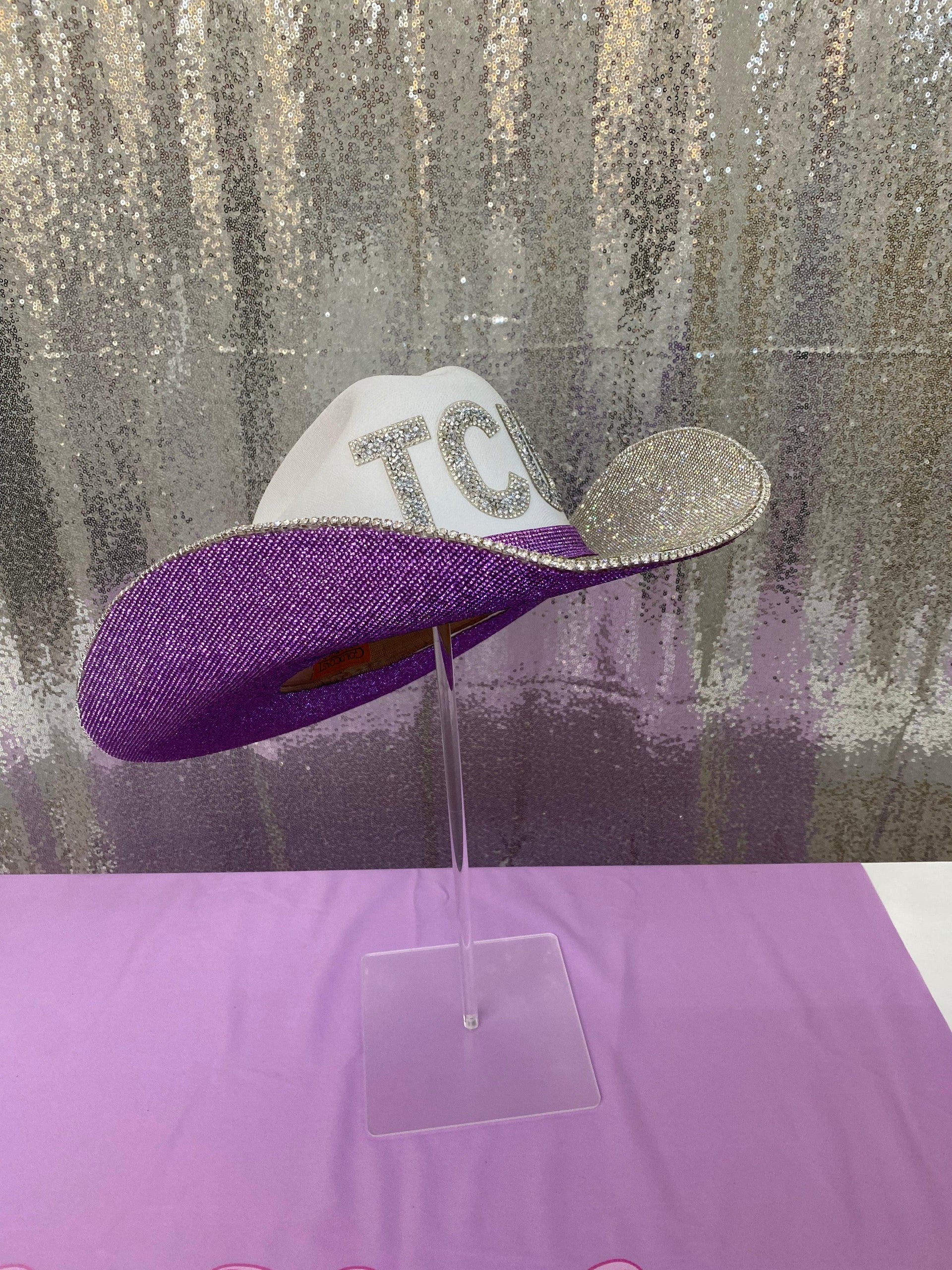 TCU Hat - White, Silver and Purple