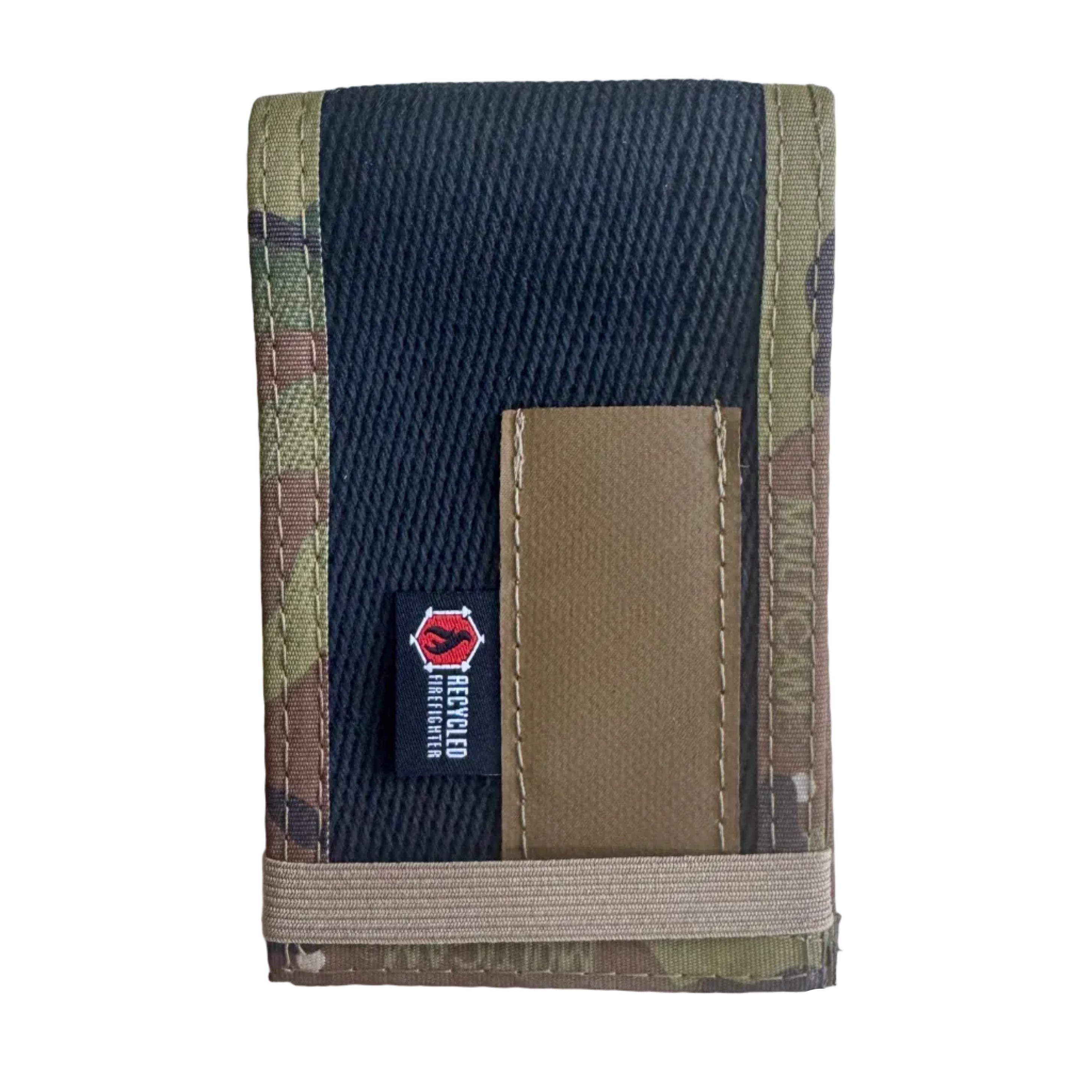 Rugged tactical notebook cover made from reclaimed firehose