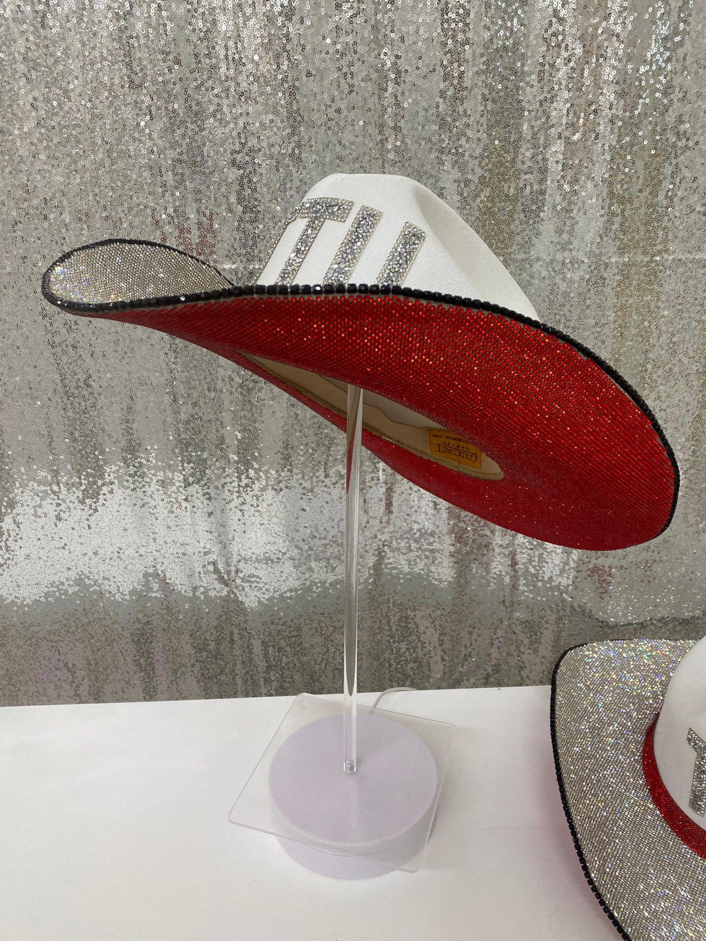 Texas Tech University Raiders Glam Cowboy Hat in White Red Silver