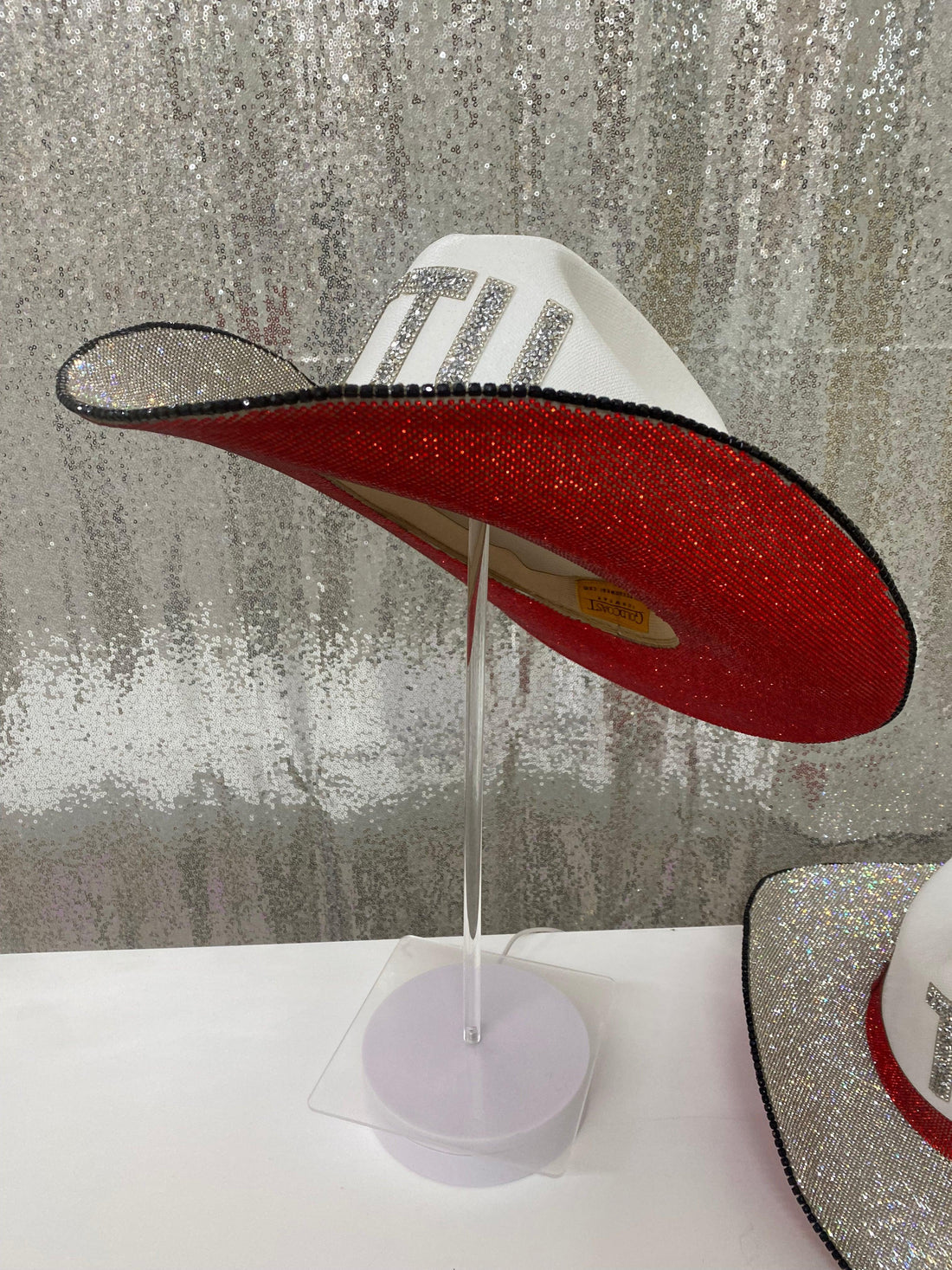 Texas Tech University Raiders Glam Cowboy Hat in White Red Silver