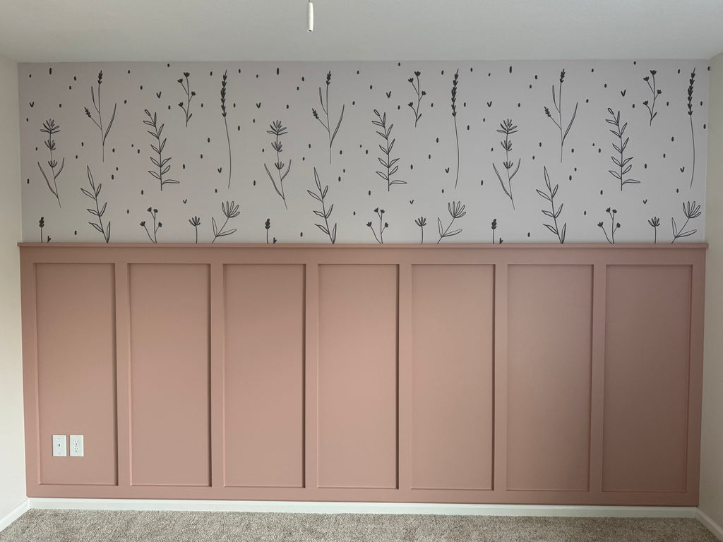 Hailey Floral Removable Wallpaper in White, Black and Dusty-Pink