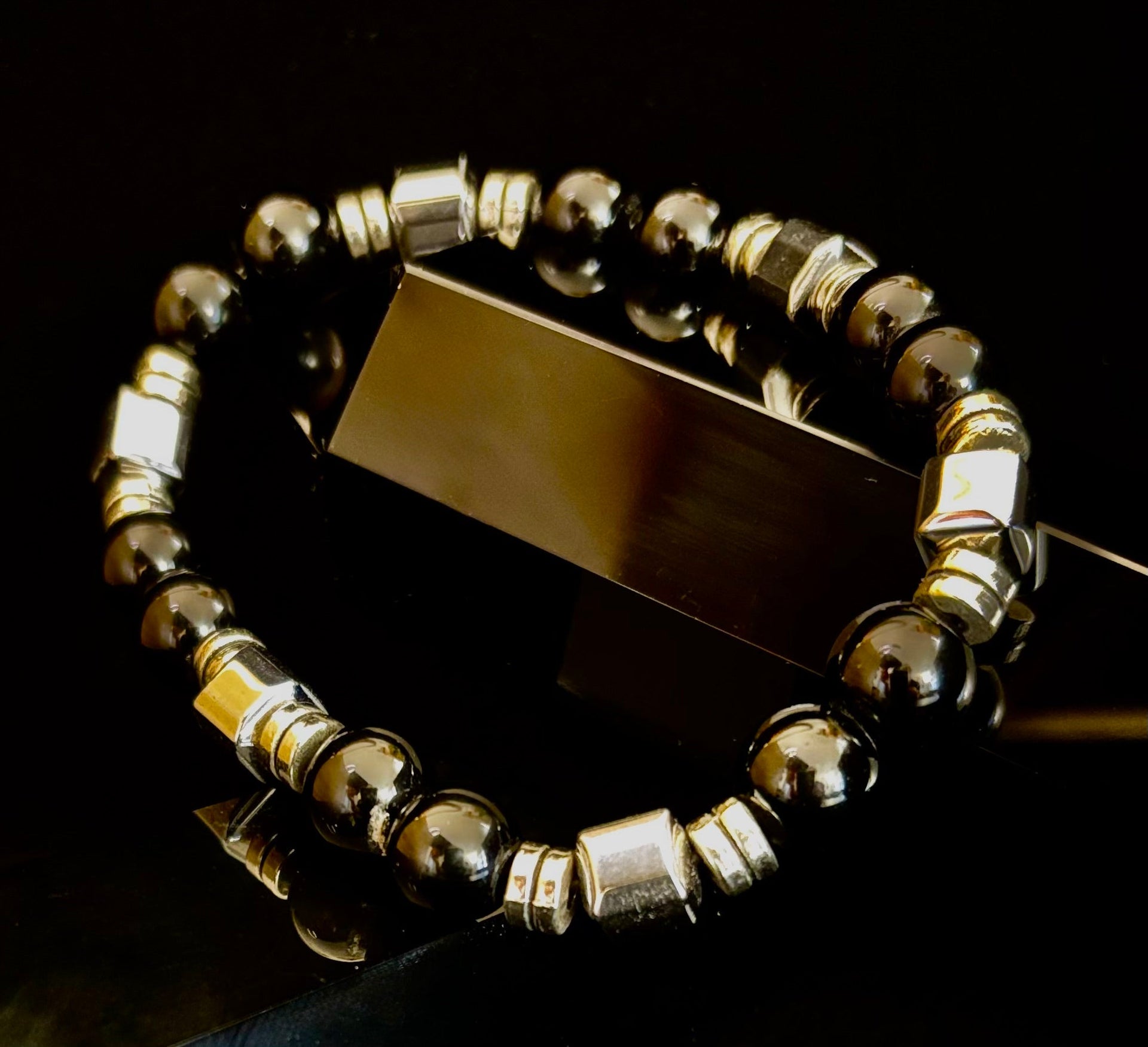 Midnight Shield Obsidian Bracelet – One of a Kind | Puerto Vallarta Artisan Piece