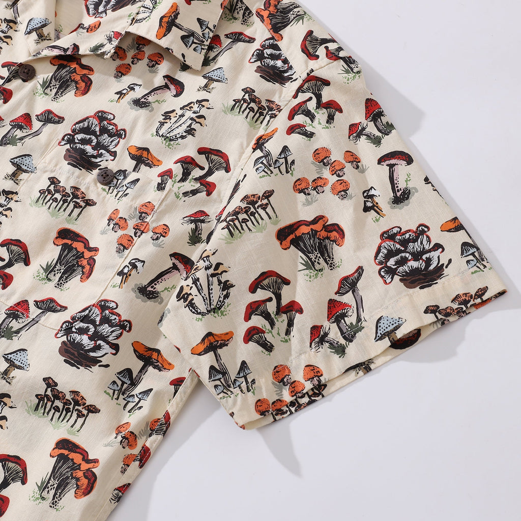 Men's Shroomy Land Cotton Camp Collar Hawaiian Shirt