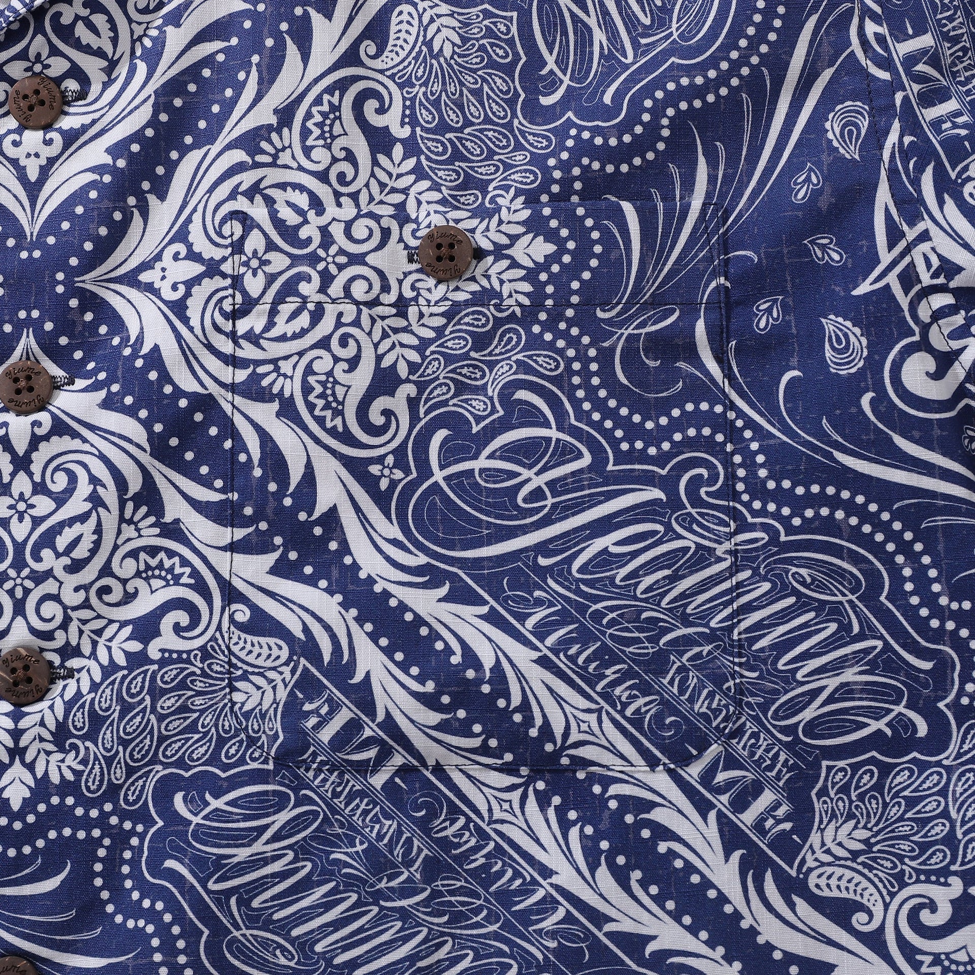 Men's Yiume Logo Print Cotton Camp Collar Hawaiian Shirt