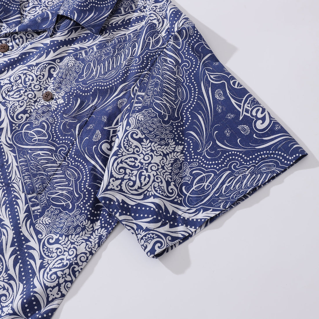 Men's Yiume Logo Print Cotton Camp Collar Hawaiian Shirt