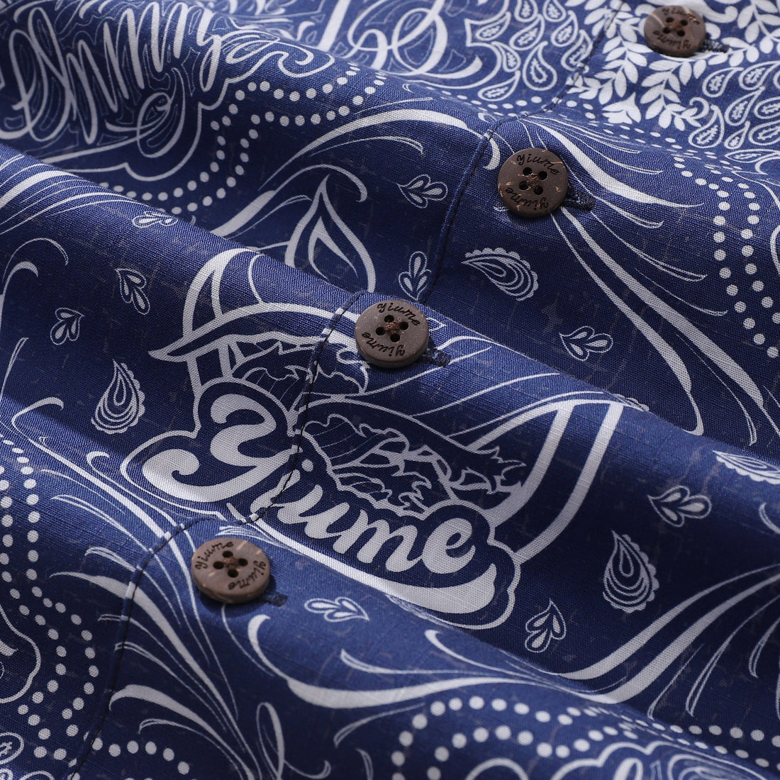 Men's Yiume Logo Print Cotton Camp Collar Hawaiian Shirt