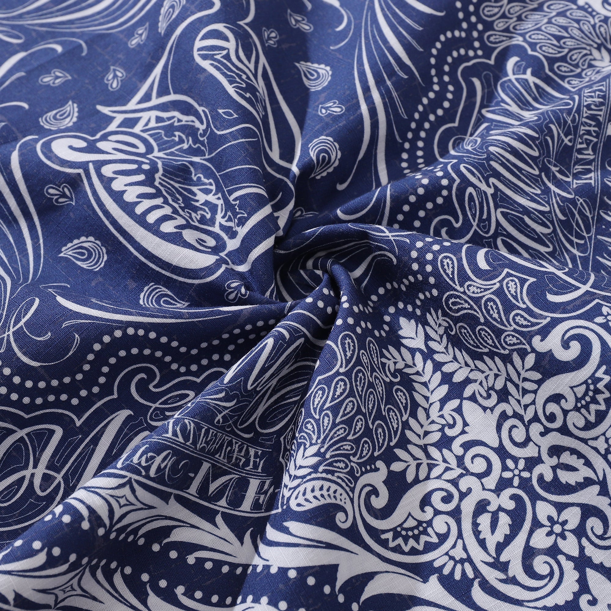 Men's Yiume Logo Print Cotton Camp Collar Hawaiian Shirt