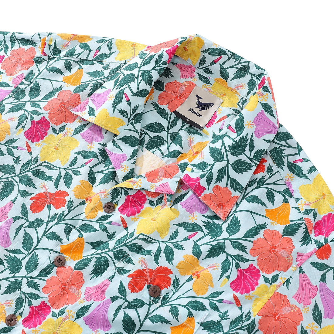 Men's 1940s Vintage Rainbow Petals Hawaiian Shirt Camp Collar