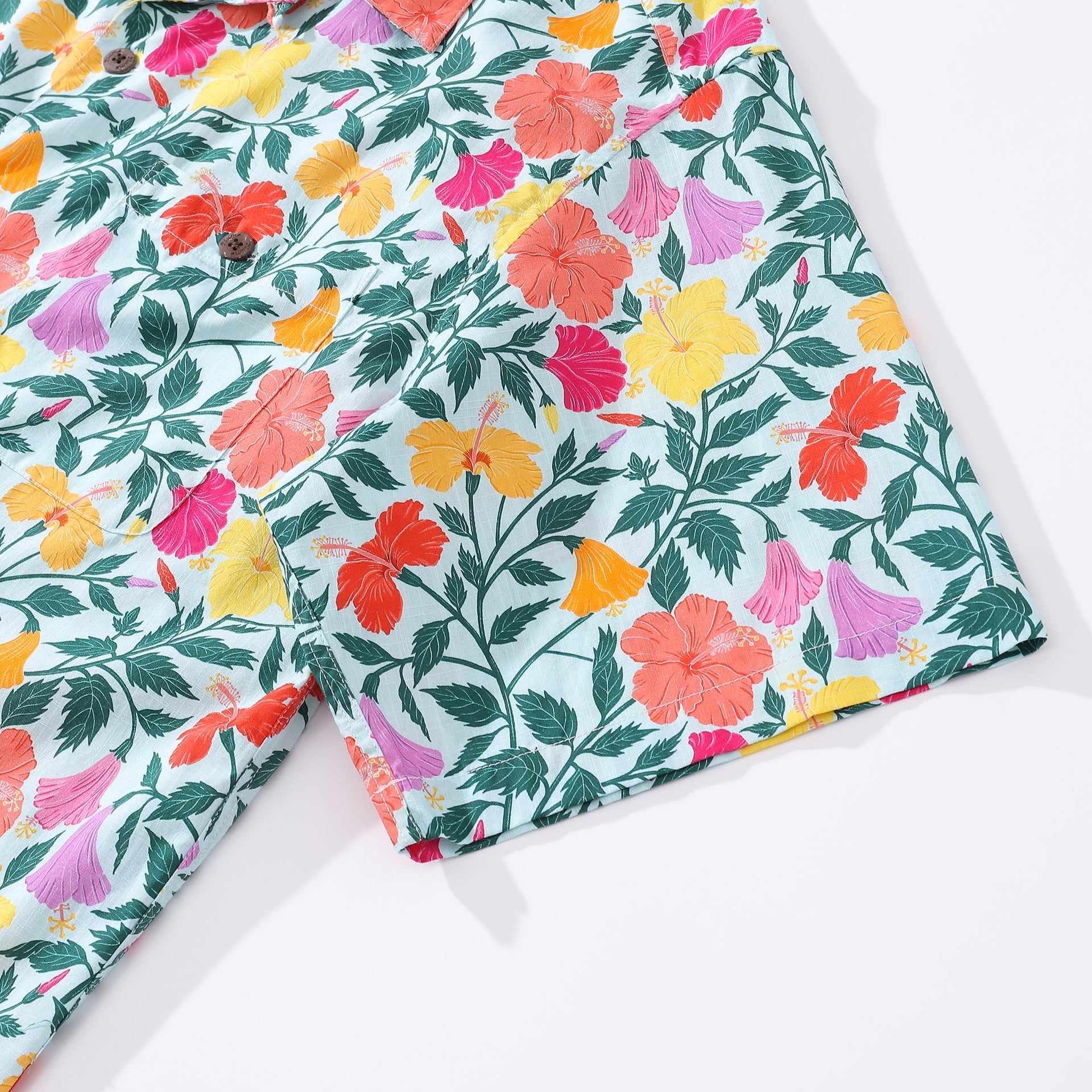 Men's 1940s Vintage Rainbow Petals Hawaiian Shirt Camp Collar