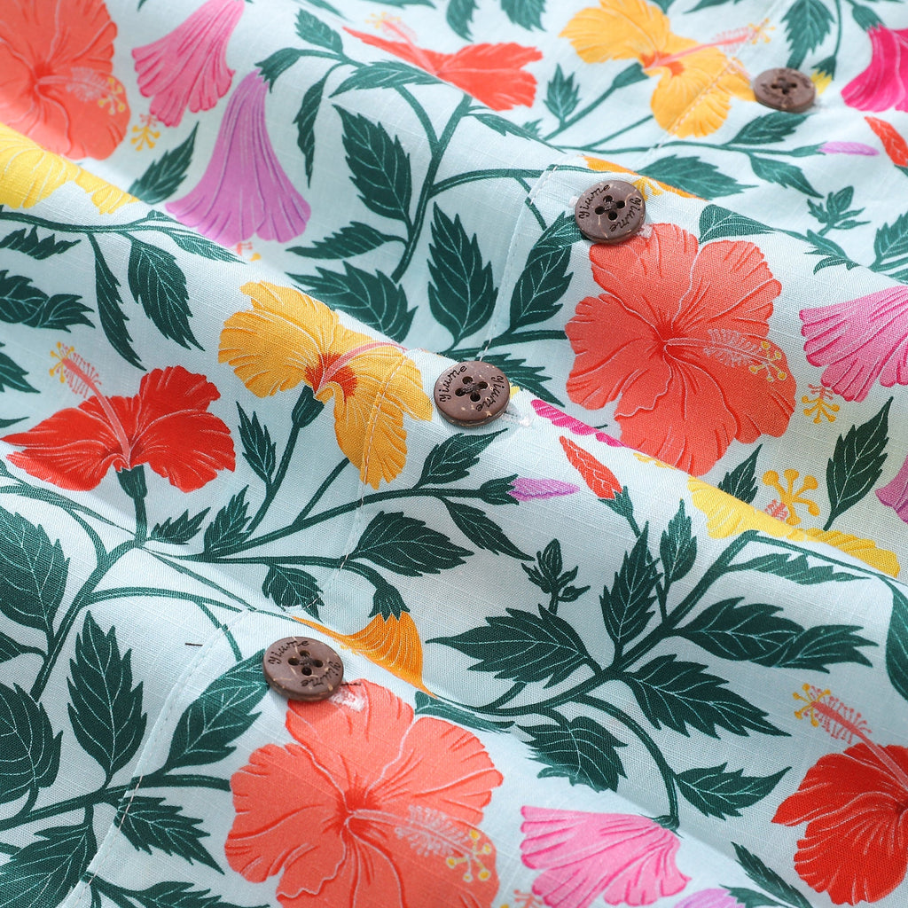 Men's 1940s Vintage Rainbow Petals Hawaiian Shirt Camp Collar