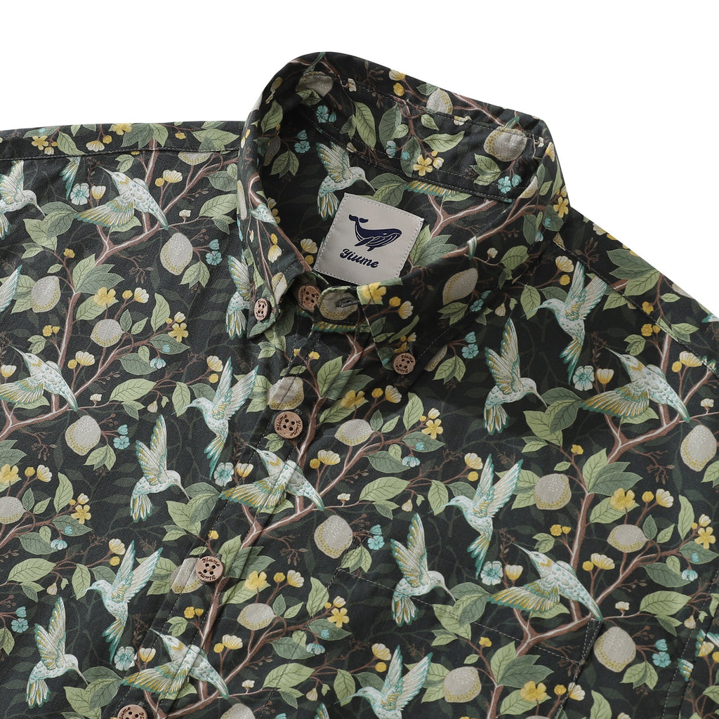Men's Hummingbird Print Hawaiian Shirt - Cotton Aloha Button-down