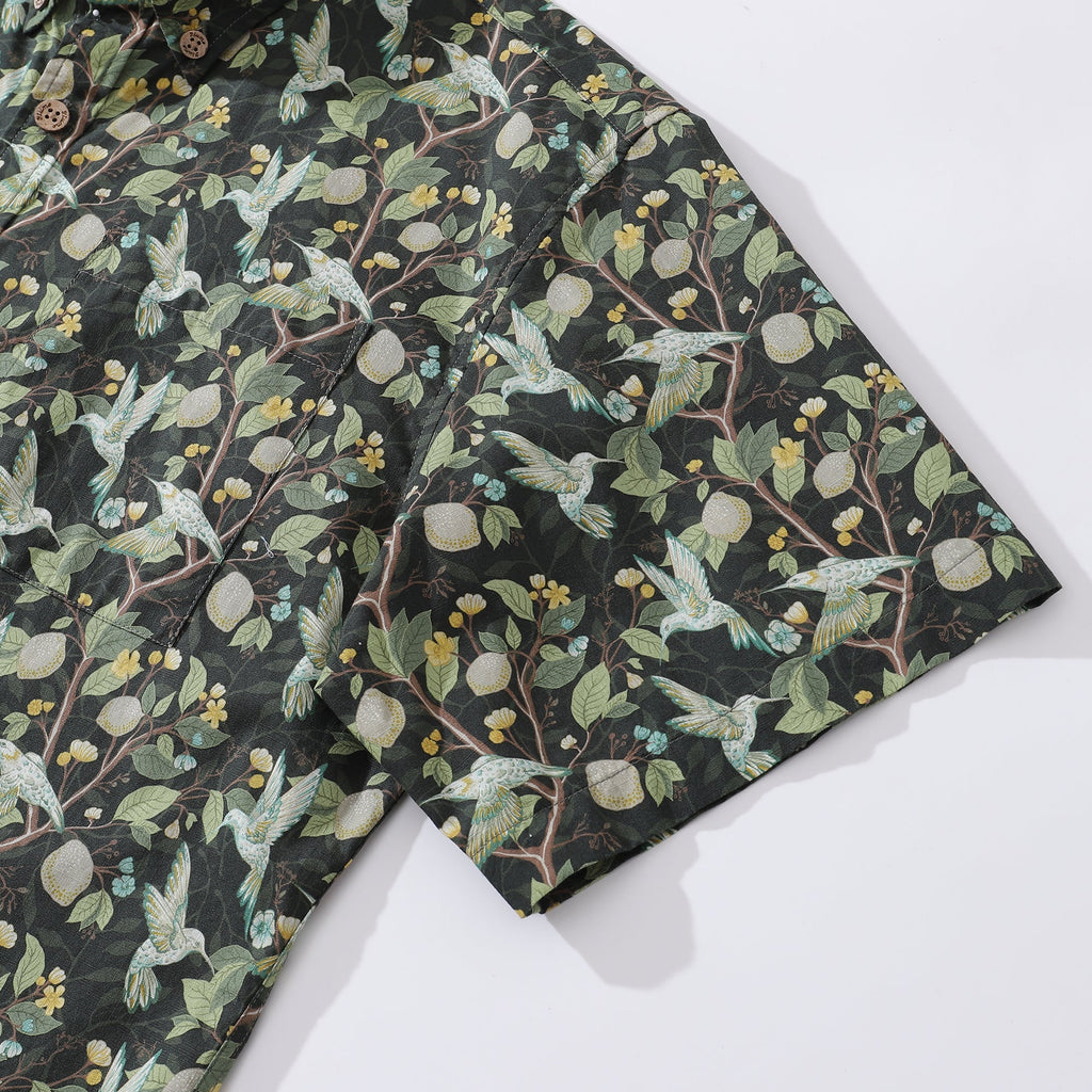 Men's Hummingbird Print Hawaiian Shirt - Cotton Aloha Button-down