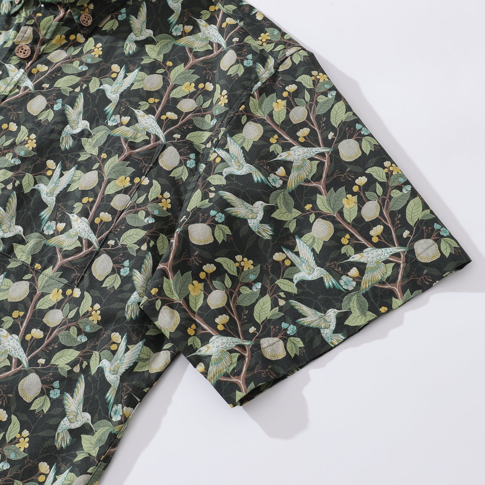 Men's Hummingbird Print Hawaiian Shirt - Cotton Aloha Button-down