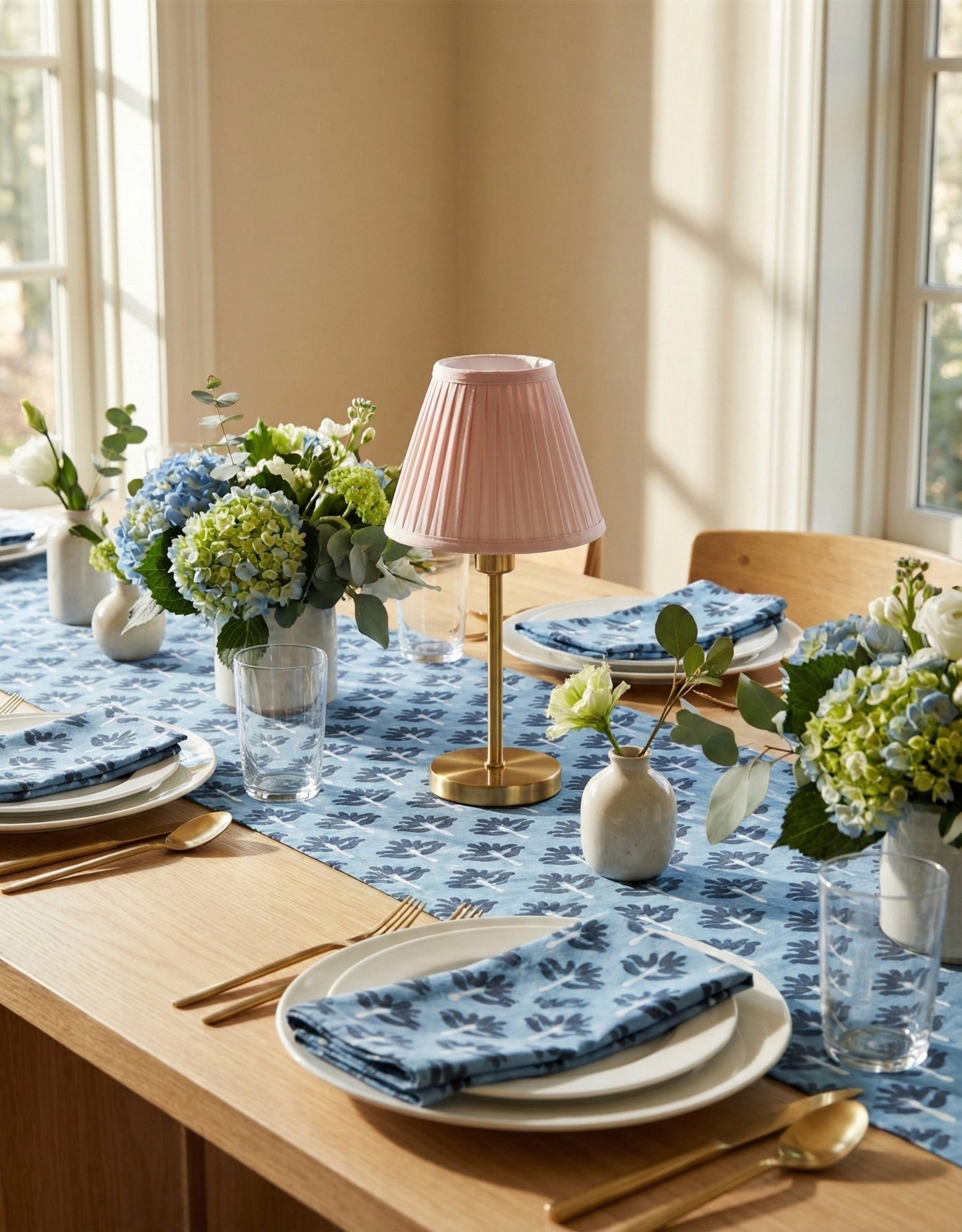 Zeenat Linen Table Runner in Serene Steel Blue