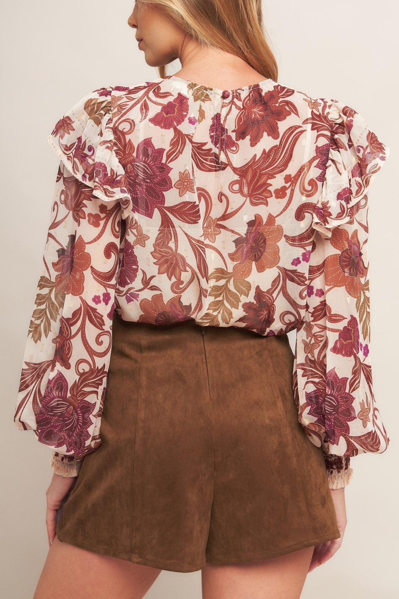 Autumn Starlet Brown Faux Suede Front Slit Mini Skort