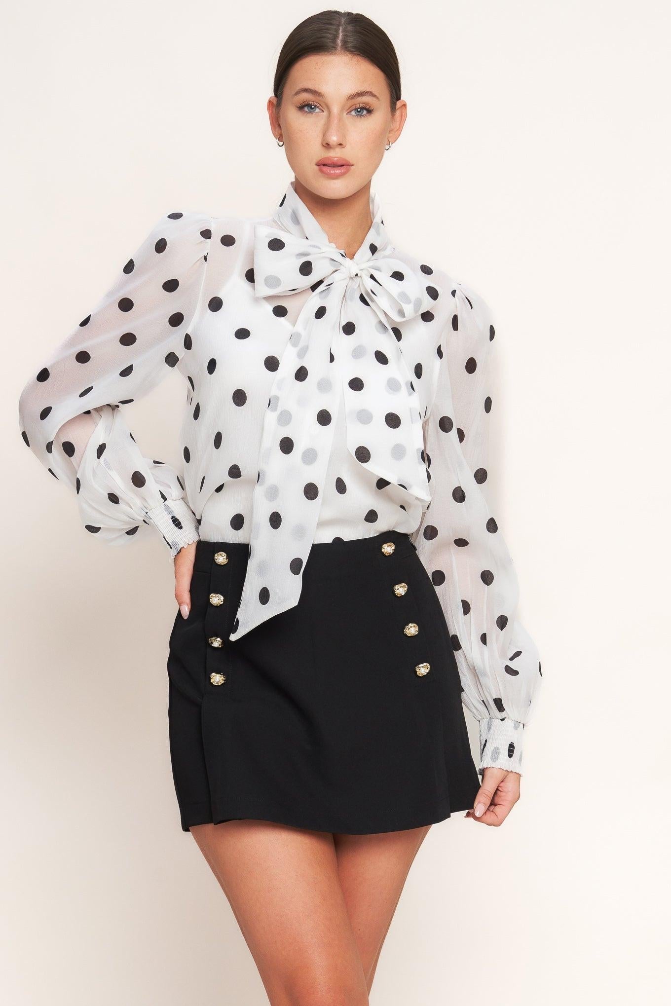 Black Double Button Woven Skort with Side Zipper Closure - Image 4