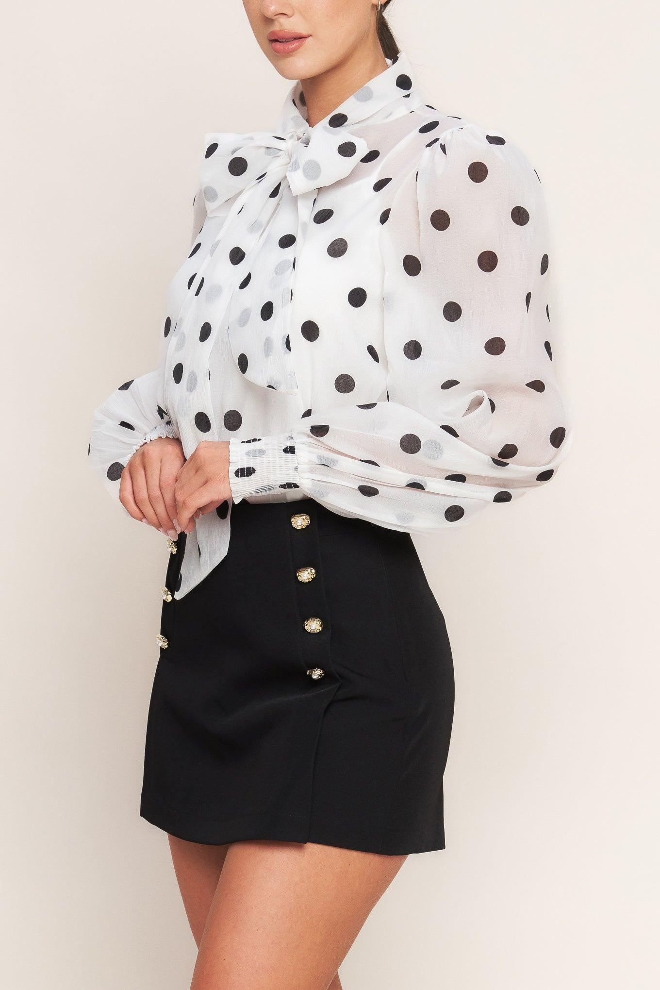 Black Double Button Woven Skort with Side Zipper Closure - Image 3