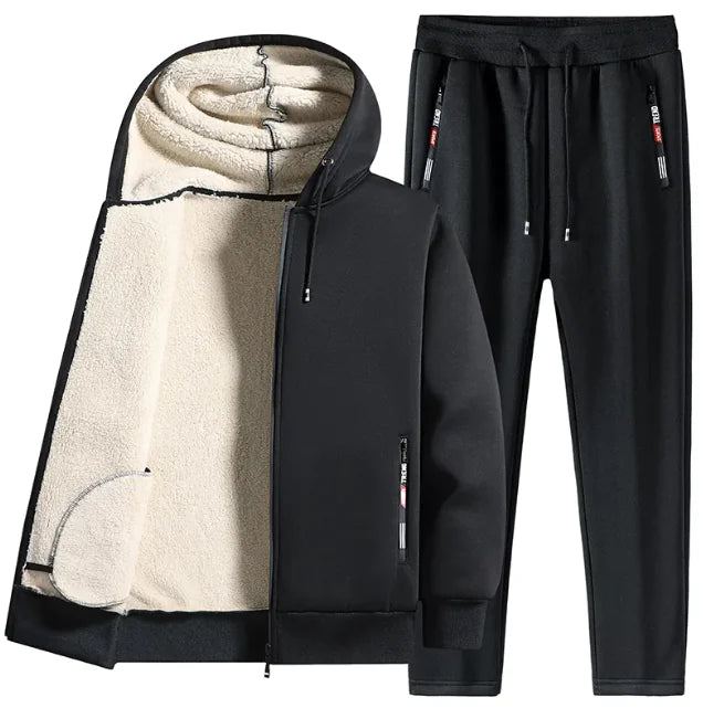 Men's Winter Plush Fleece Jacket & Jogger Set
