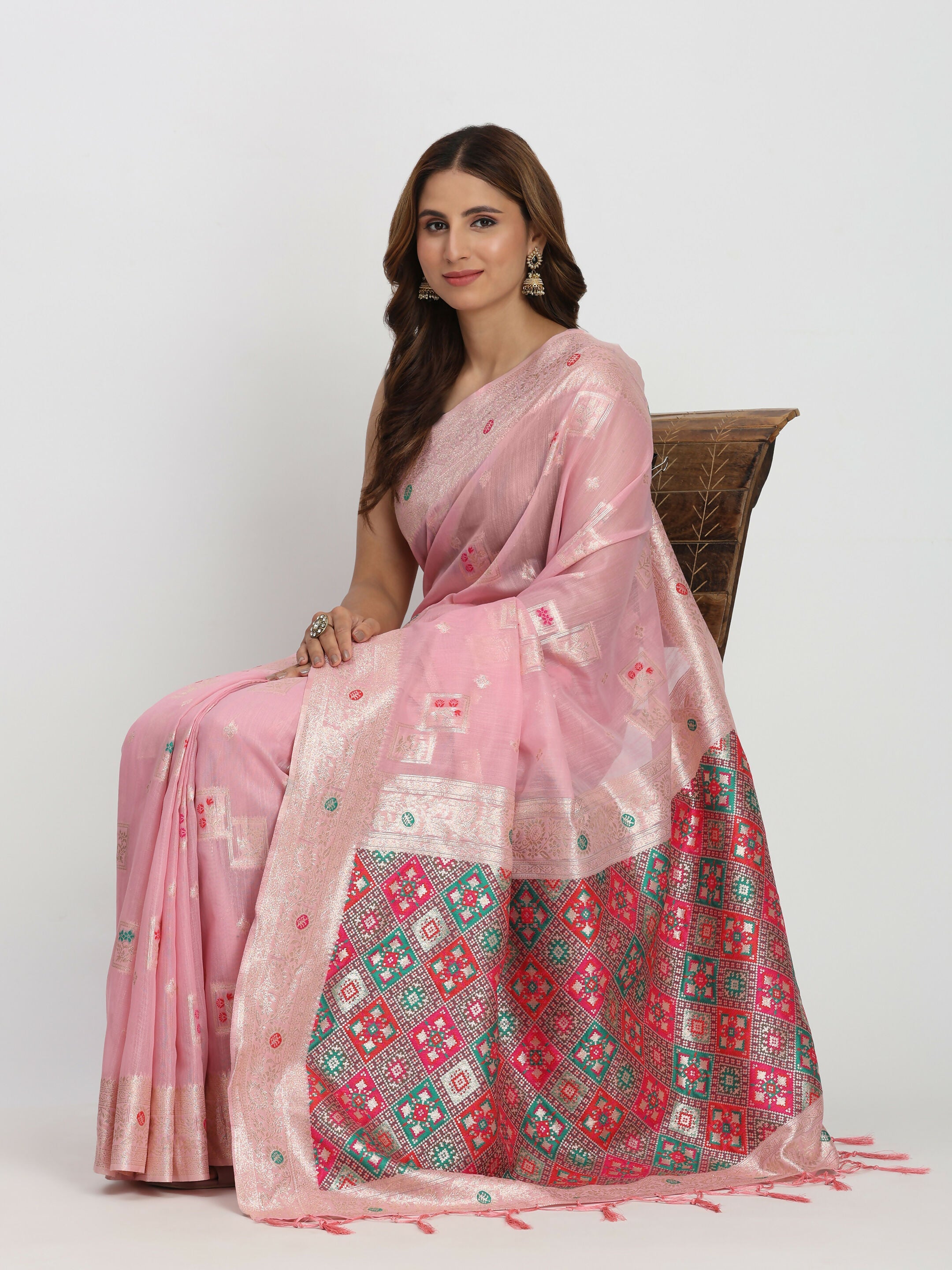 Light Pink Linen Cotton Saree - Elegant & Lightweight Ethnic Wear