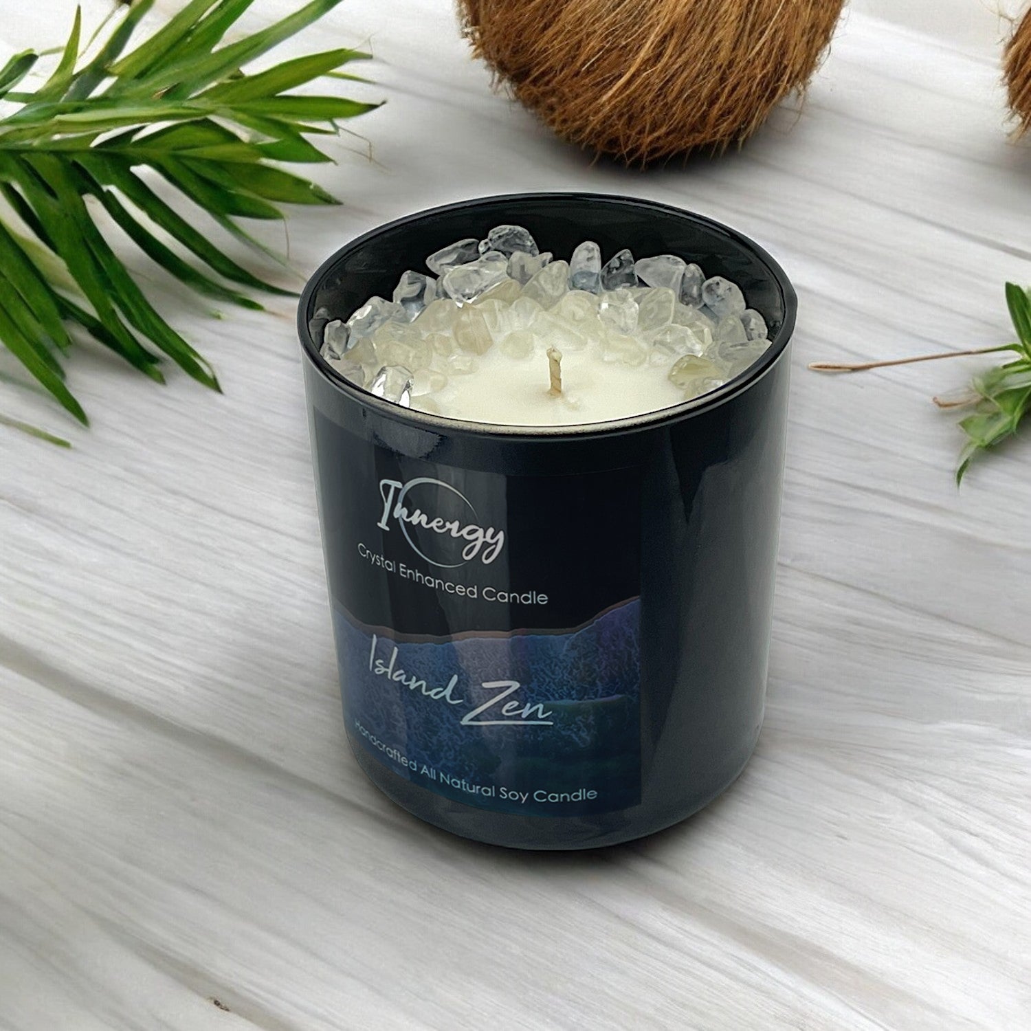 Island Zen Crystal Candle, 10oz
