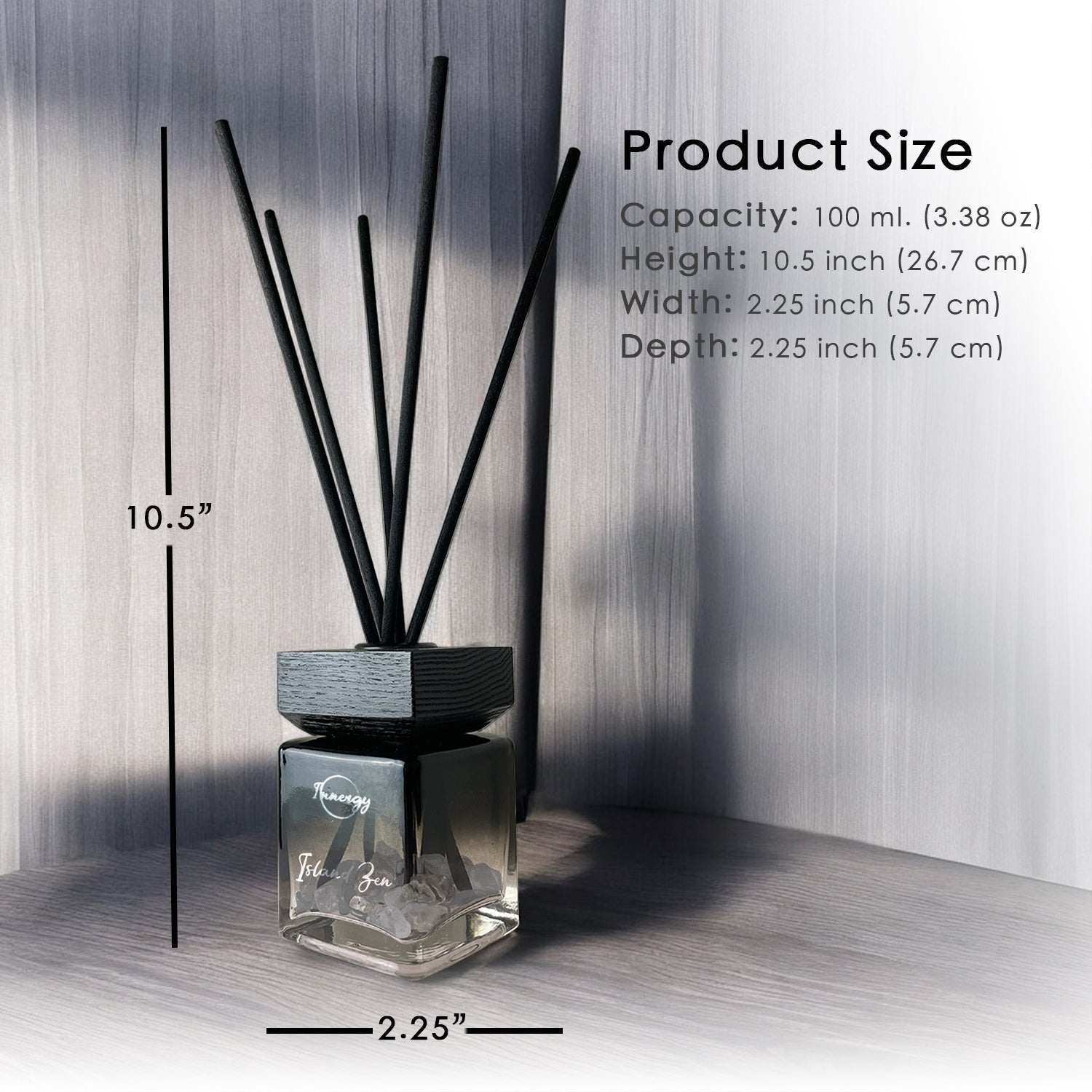 Island Zen Crystal-Enhanced Reed Oil Diffuser, 100ml