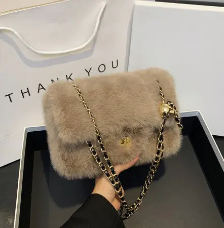 Fashionable Plush Crossbody Shoulder Bag