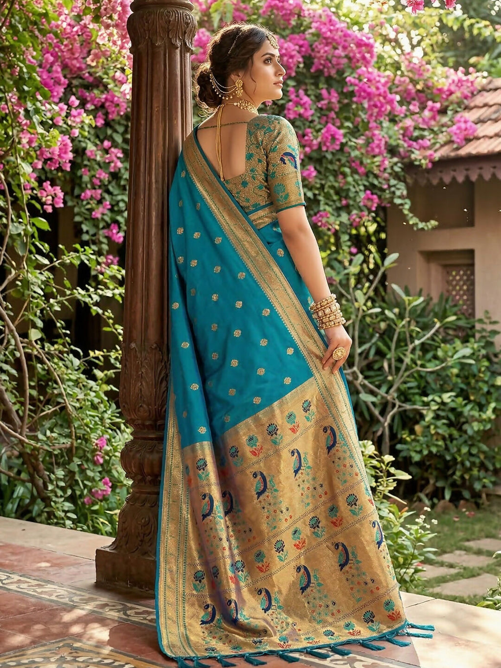 Sky Blue Soft Silk Saree with Coordinating Blouse