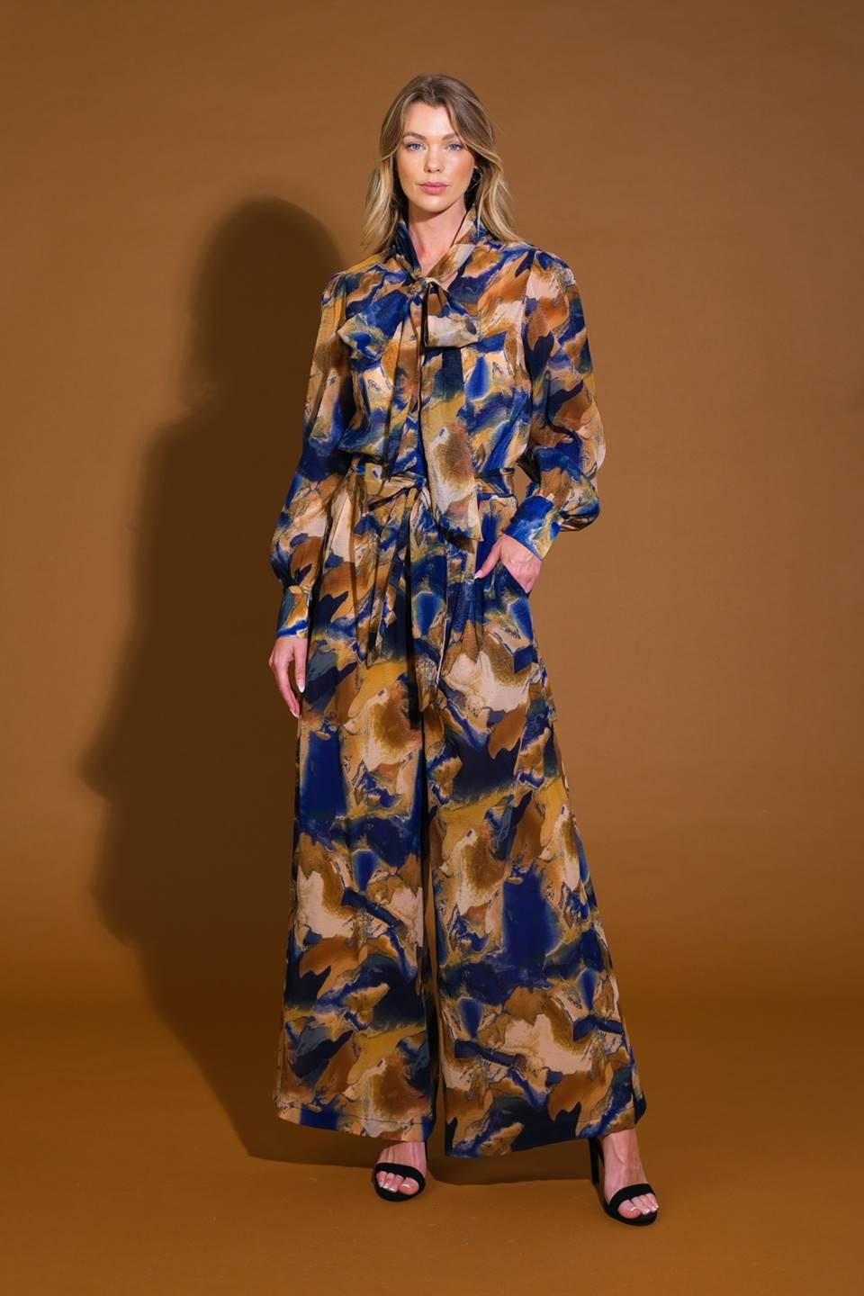 Always Celebrating Printed Woven Tie-Front Blouse - Image 6