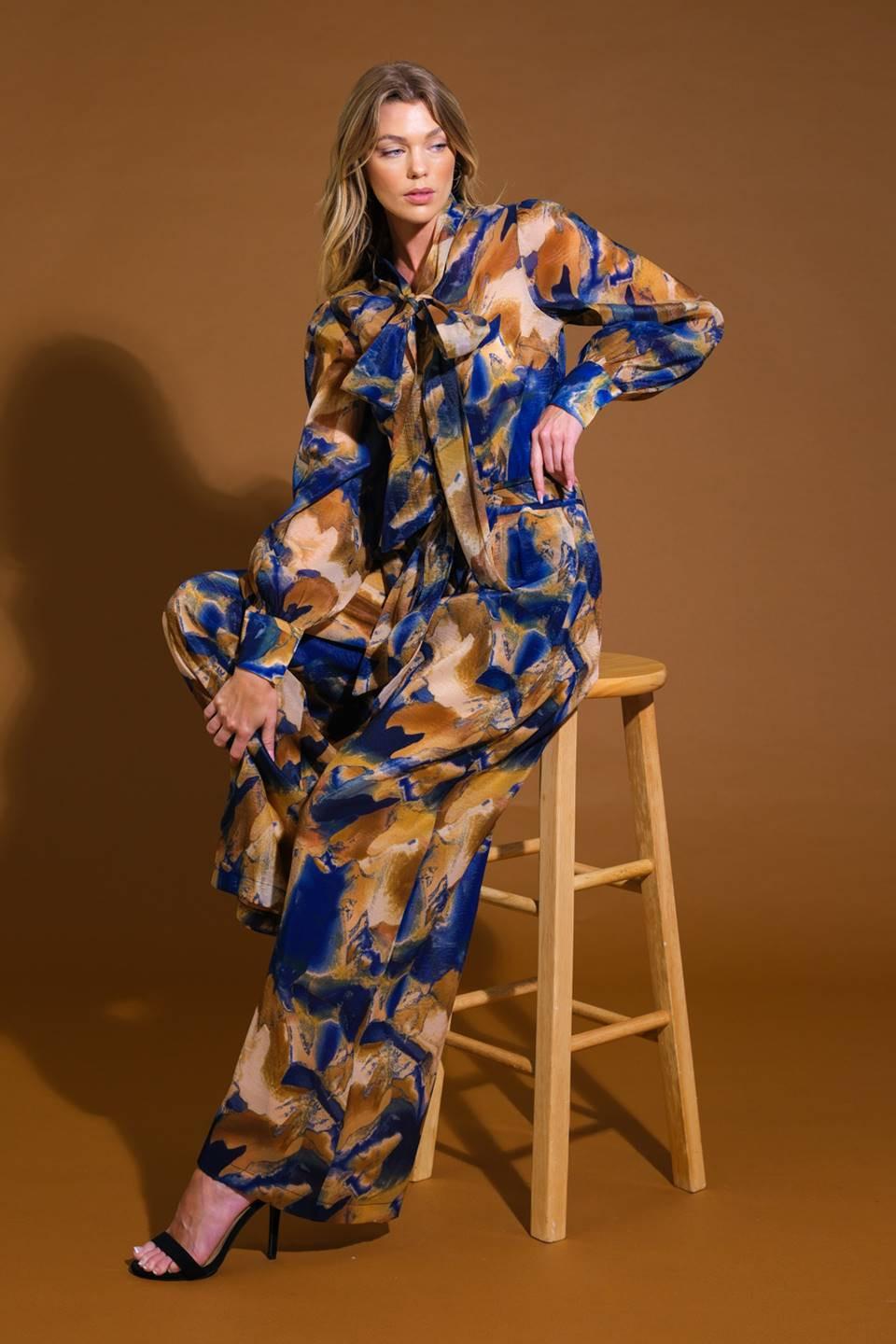 Always Celebrating Printed Woven Tie-Front Blouse - Image 4