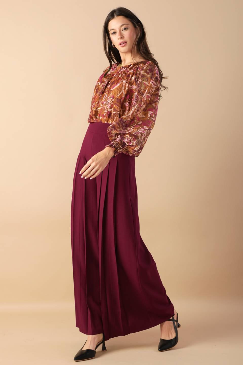 Sunset Stroll Floral Print Blouse with Blouson Sleeves - Image 5