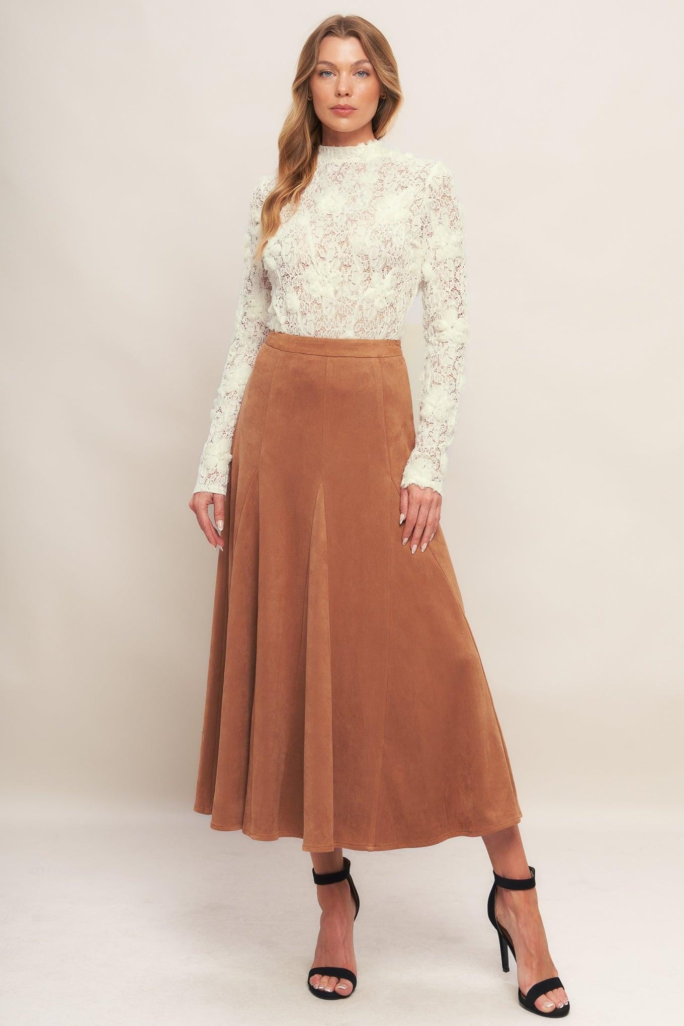 Romantic Sheer Floral Sweater Top with Mock Neck - Image 4