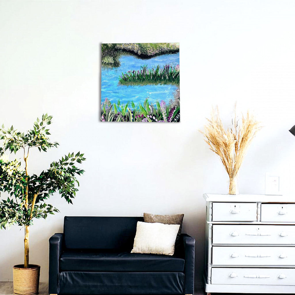 The Canal Canvas with Mounting Brackets 16x16in