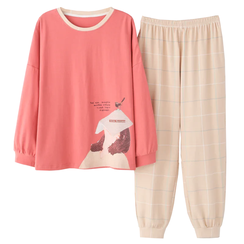 Cute Winter Cartoon Print Women's Pajama Set