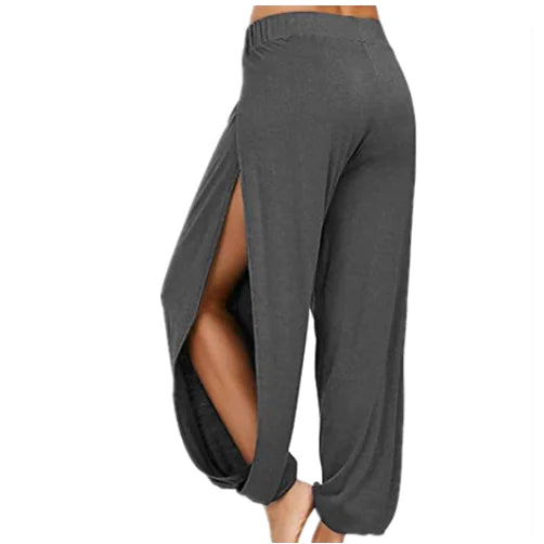 Solid Elastic Waist Side Split Beach Pants for Women - Image 15