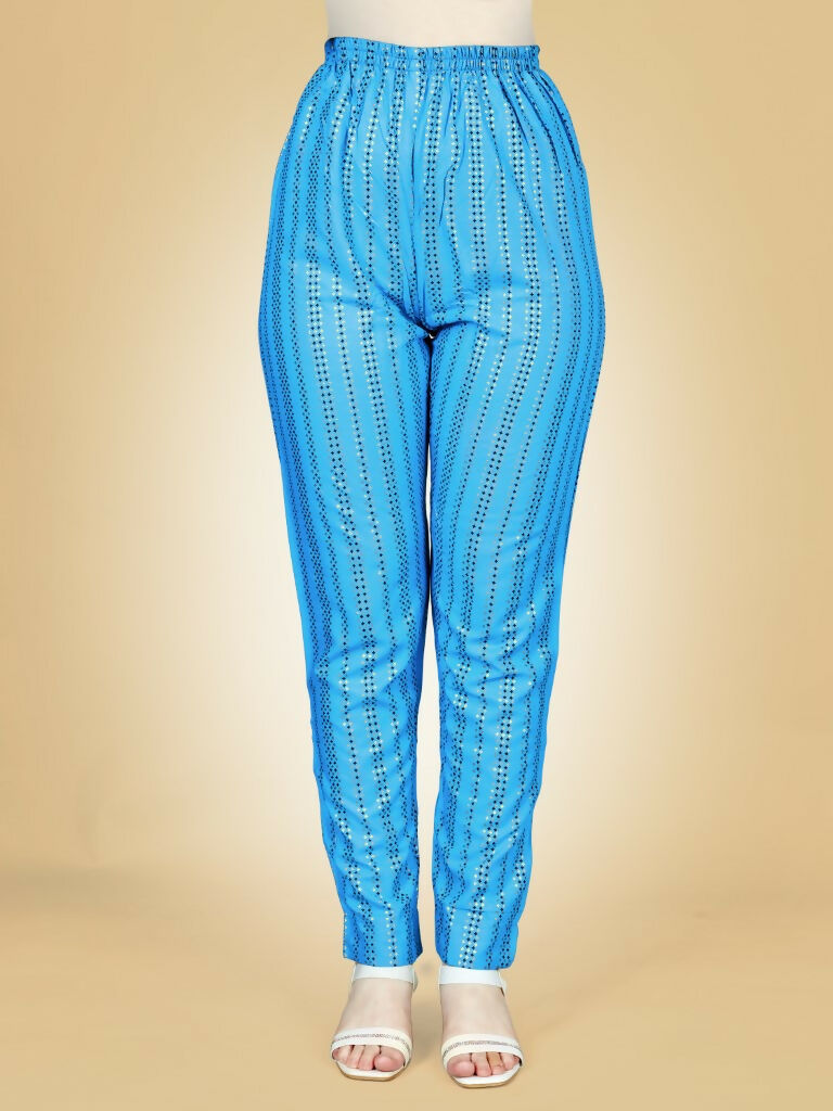 Women's Sky Blue Embroidered Viscose Rayon Kurta Pant Set