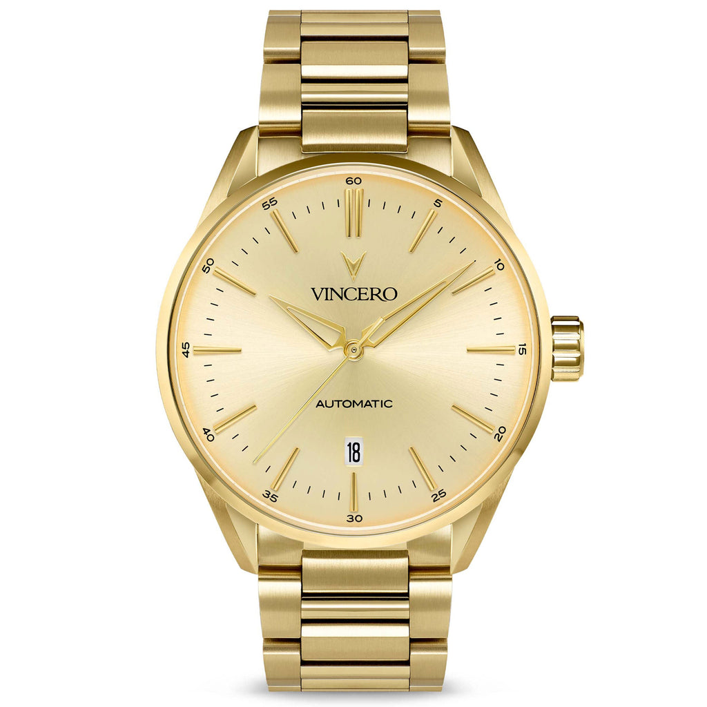 Icon Automatic watch in All Gold finish with metallic band and dial details