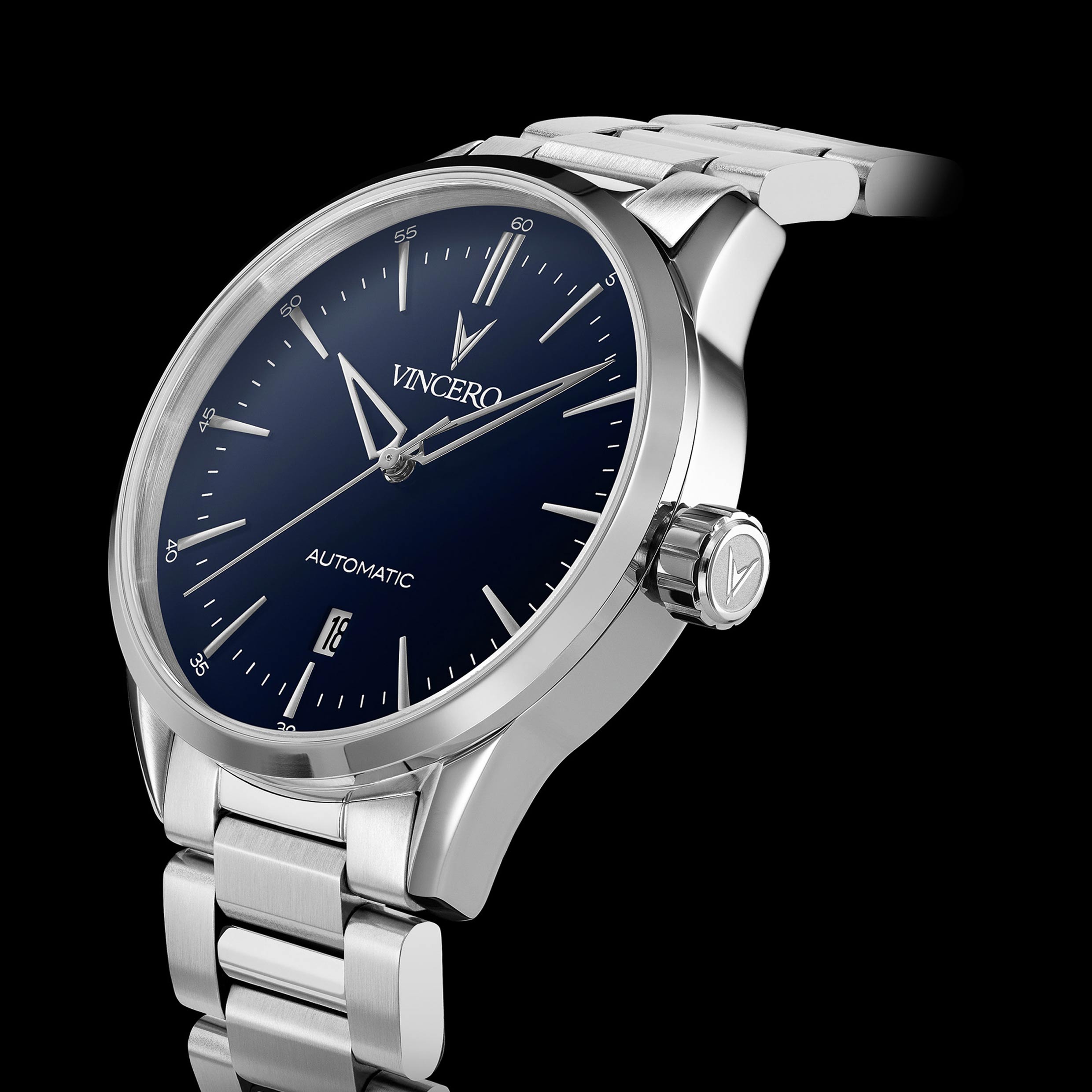 Icon Automatic Watch in Silver and Blue - 42mm Self-Winding Timepiece