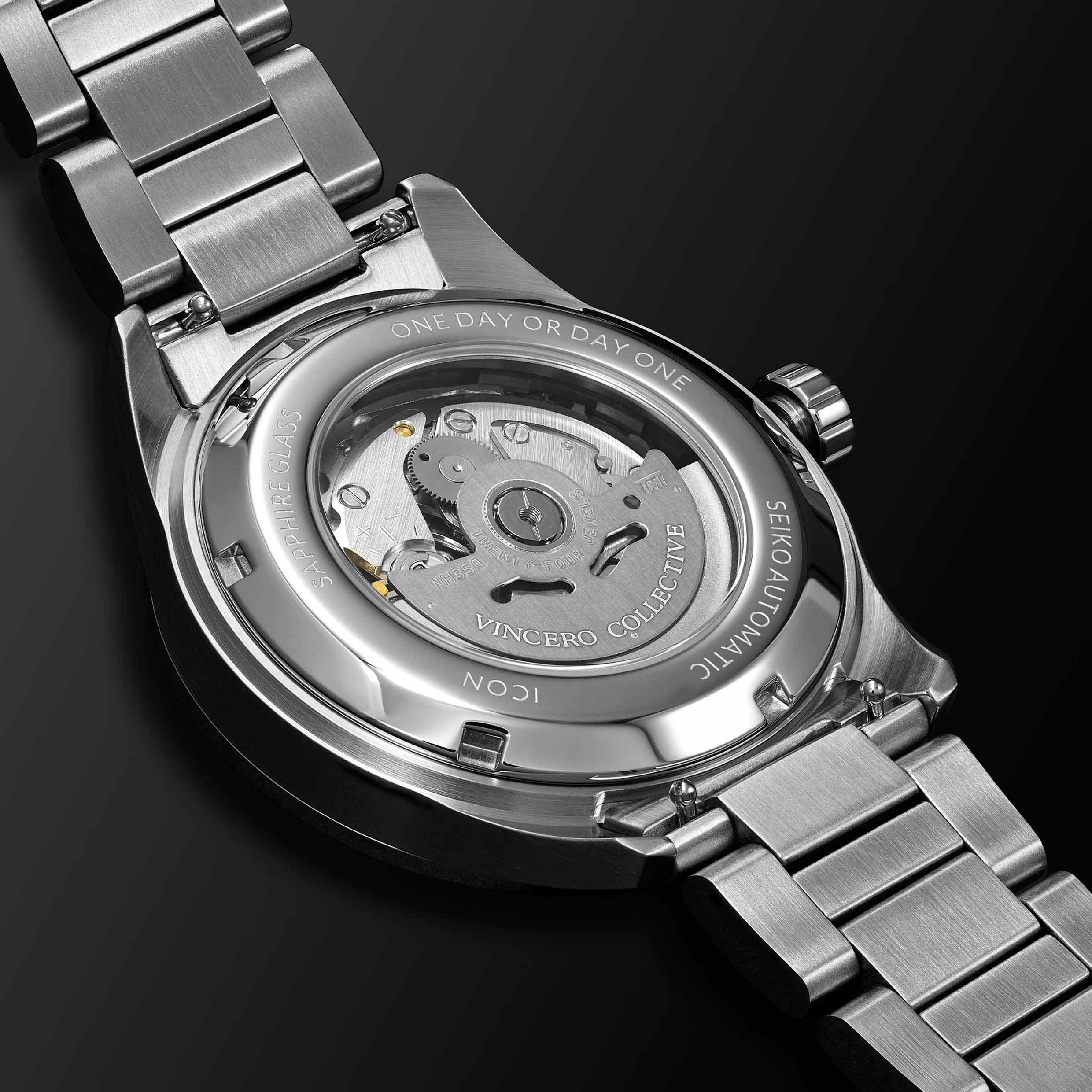 Icon Automatic Watch in Silver and Blue - 42mm Self-Winding Timepiece